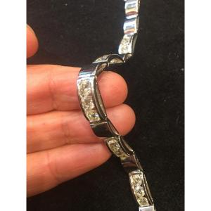 Articulated Line Bracelet In White Gold And 5.50 Ct Diamonds