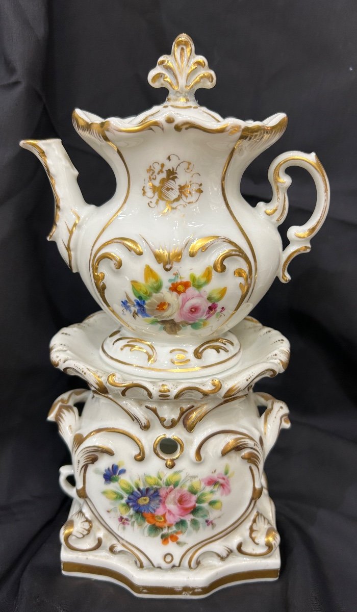 Tisanière En Porcelaine Blanche Et Doré 