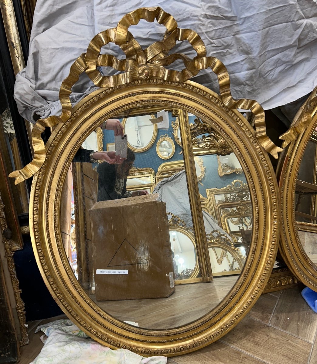 Pair Of Louis XVI Oval Mirrors 80x105 Cm-photo-2