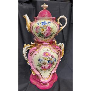 Tisaniere Rose Fleurs Porcelaine 