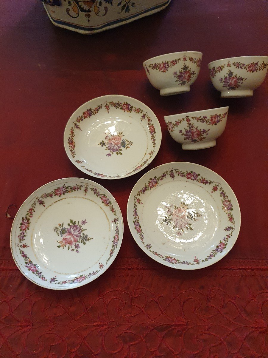 Suite De 3 Sorbets Porcelaine XVIIIe Siècle