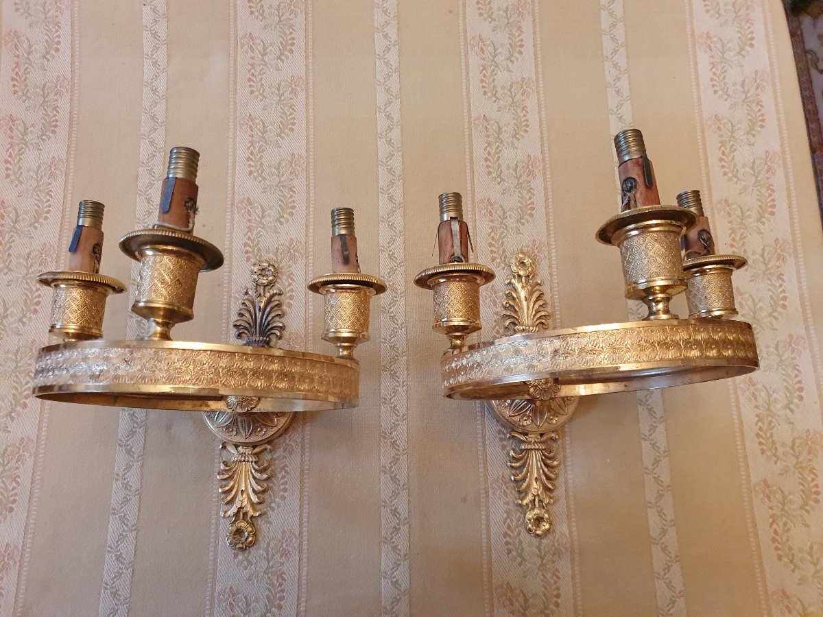 Pair Of Gilt Bronze Wall Lights