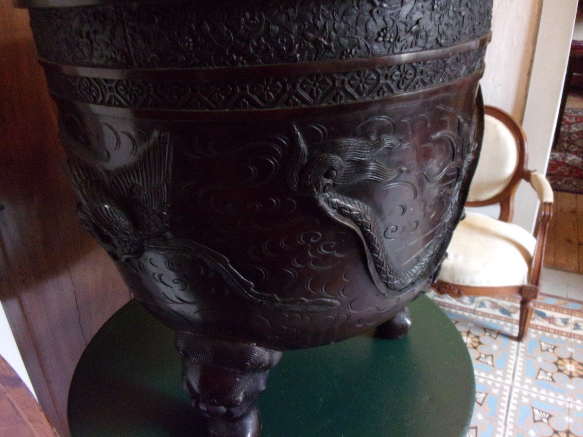 Cache Pot In Bronze Japan 19th Century-photo-4