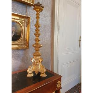 19th Century Gilded Wood Candlestick