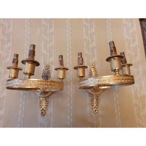 Pair Of Gilt Bronze Wall Lights