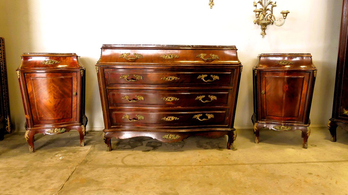 Pandan De Commode Et Tables De Nuit Venise XIXème Siècle