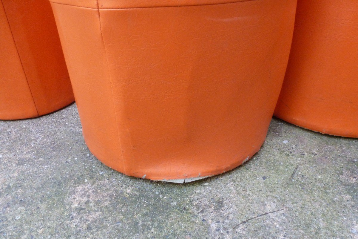 Suite Of 9 Poufs Garnished With Orange Skai-photo-2