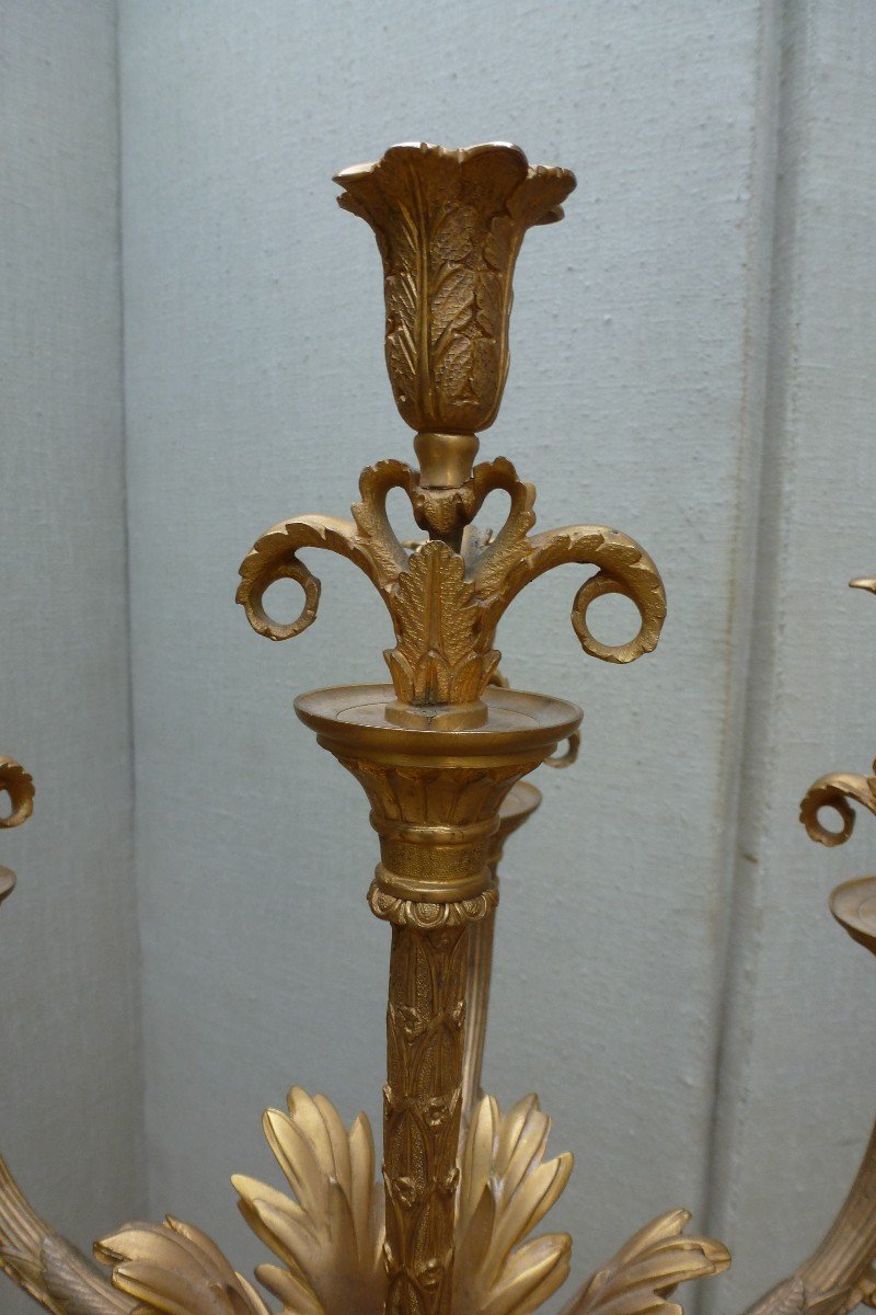 Importante paire de candelabres en bronze epoque XIX e (117,5 cm)-photo-1