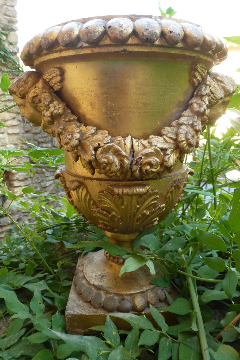 Vase Medicis en bois doré XVIII e siecle 