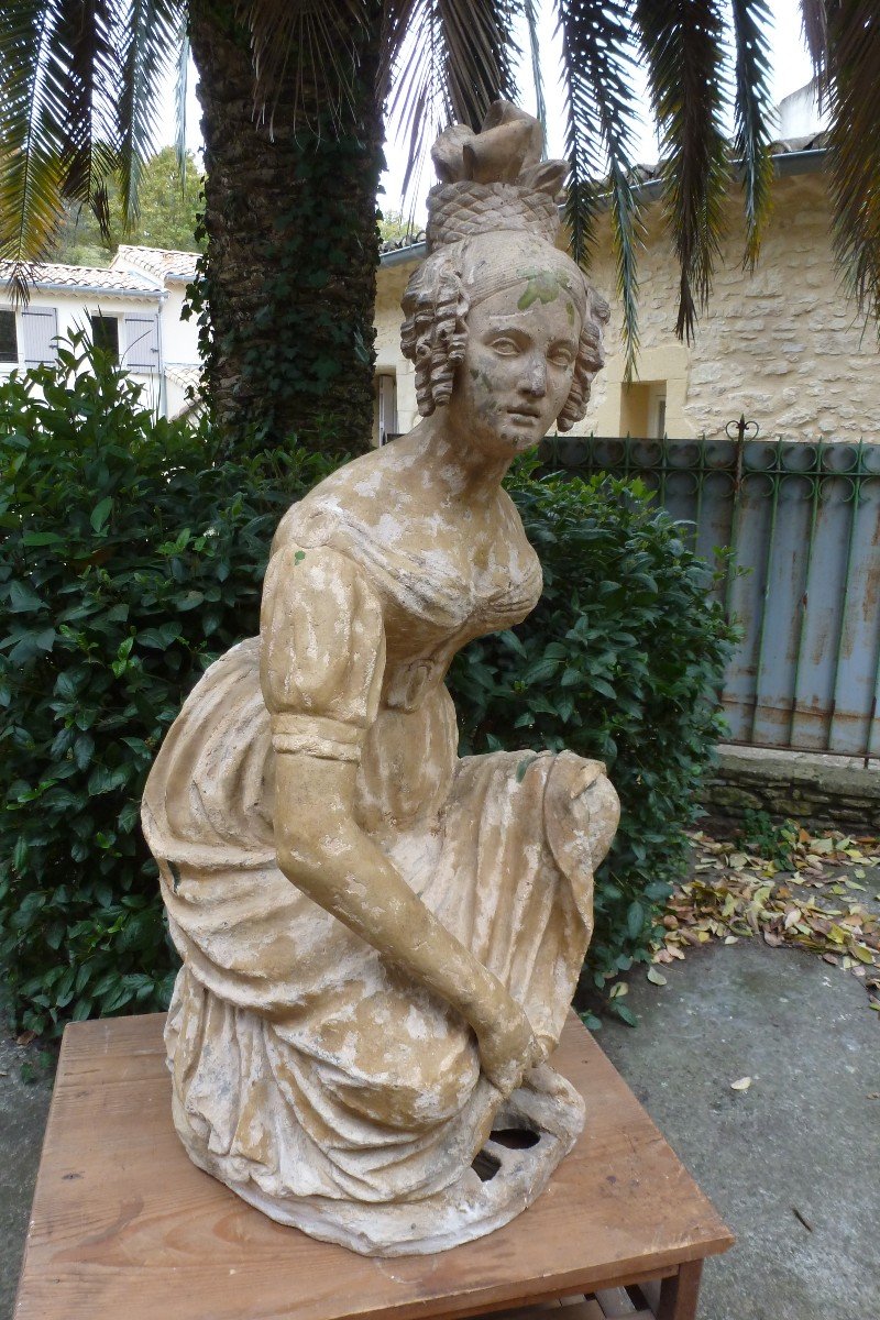 Curiosa: Champagne Fountain Statue Circa 1830-photo-4