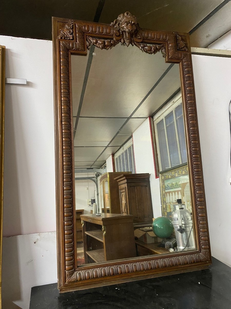 Large Henry 2 Carved Oak Mirror