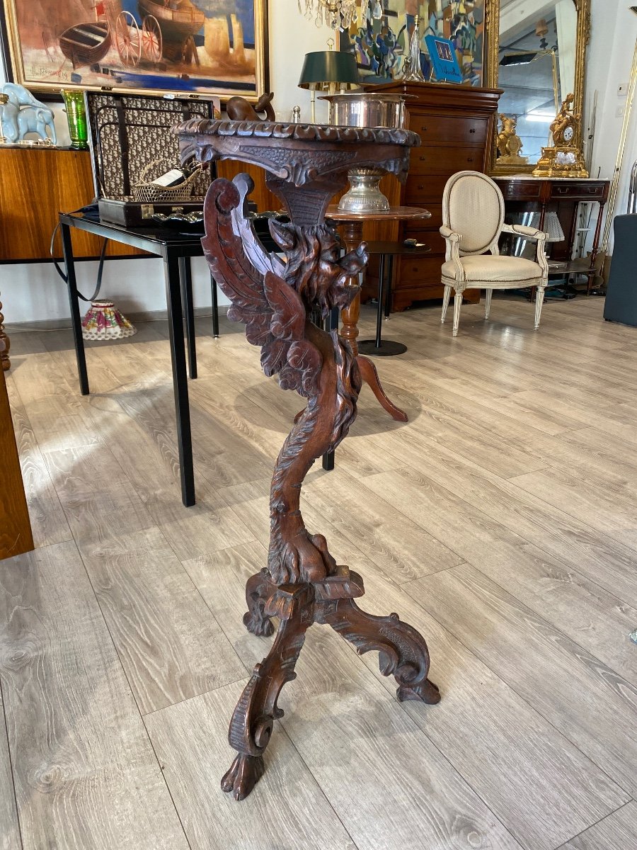 Tripod Stand With Sculpted Chimera Decor 