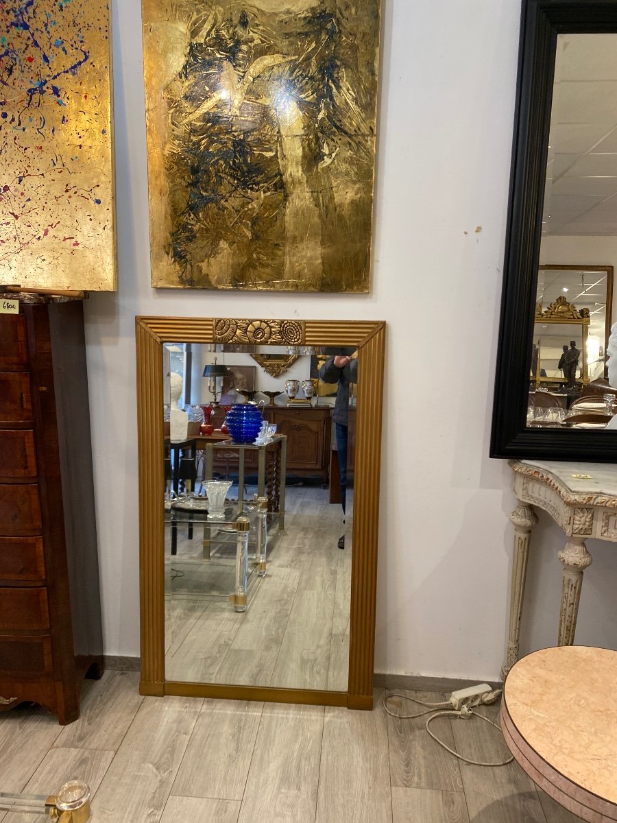 Art Deco Mirror In Golden Wood -photo-1