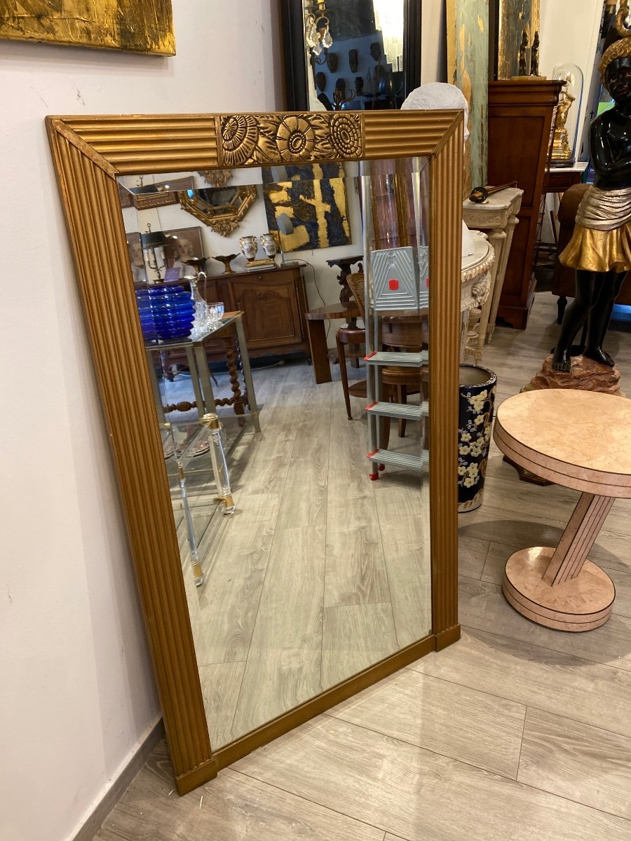 Art Deco Mirror In Golden Wood -photo-2