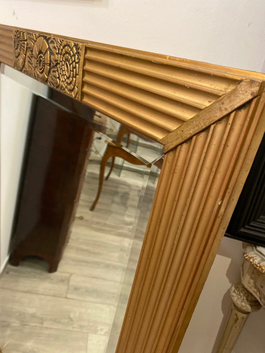 Art Deco Mirror In Golden Wood -photo-3