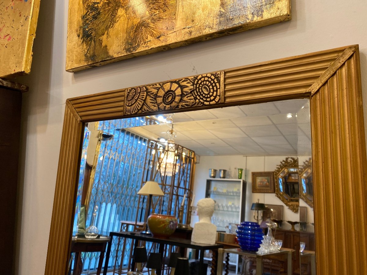 Art Deco Mirror In Golden Wood -photo-7