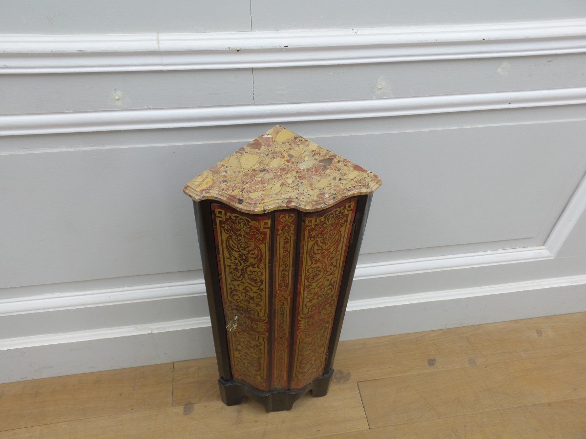 Small Regency Period Corner In Boulle Marquetry-photo-2