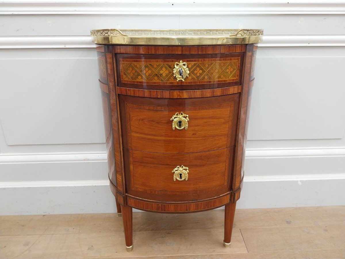 Commode Demi-lune d'époque Louis XVI-photo-2