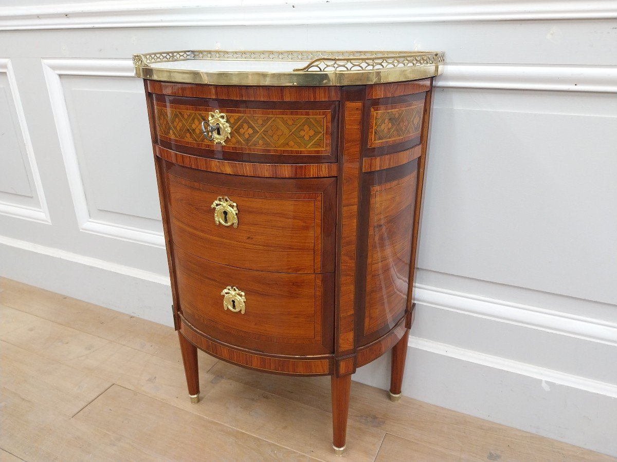 Commode Demi-lune d'époque Louis XVI-photo-4