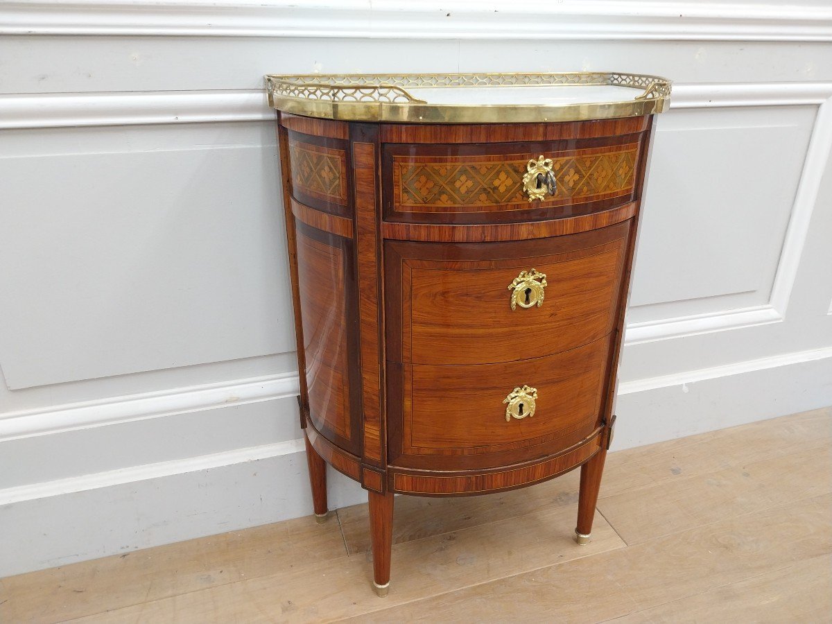 Commode Demi-lune d'époque Louis XVI-photo-2