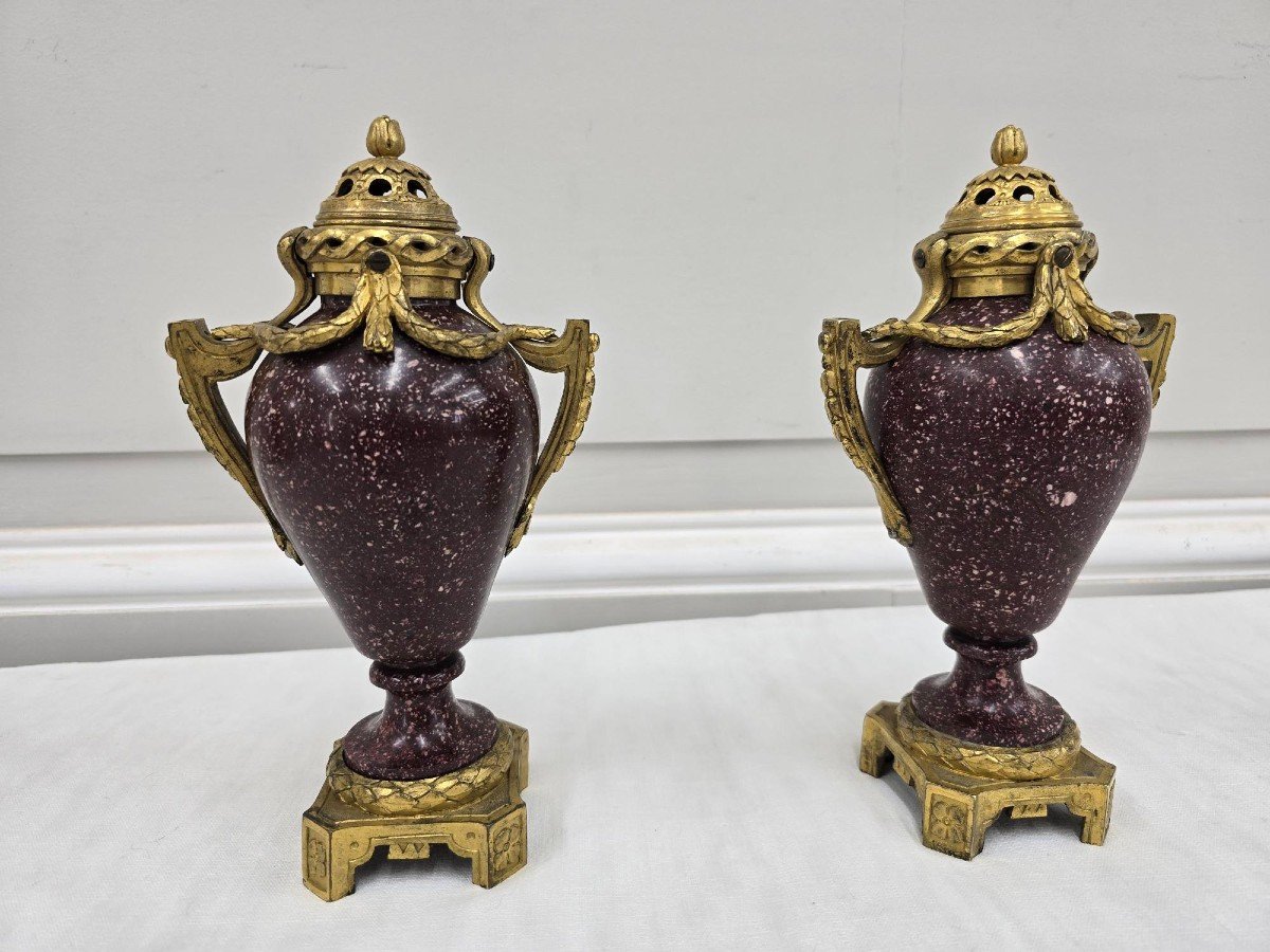 Pair Of Louis XVI Period Porphyry Cassolettes