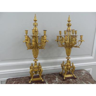 Pair Of Candelabra Attributed To Ferdinand Barbedienne