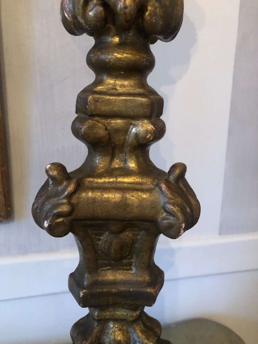 Eighteenth Century Golden Wood Candlestick-photo-3