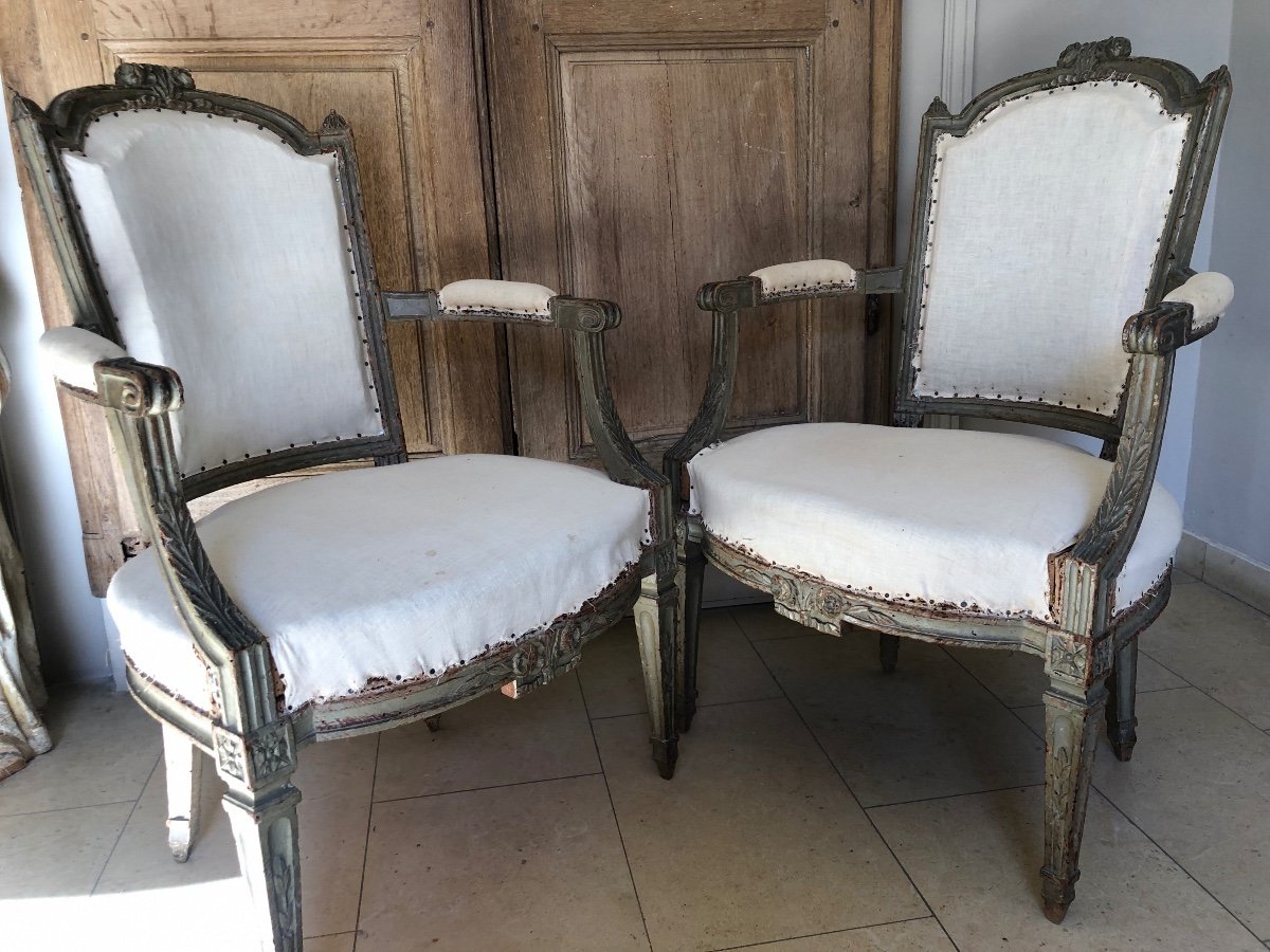 Paire De Fauteuils Louis XVI-photo-7