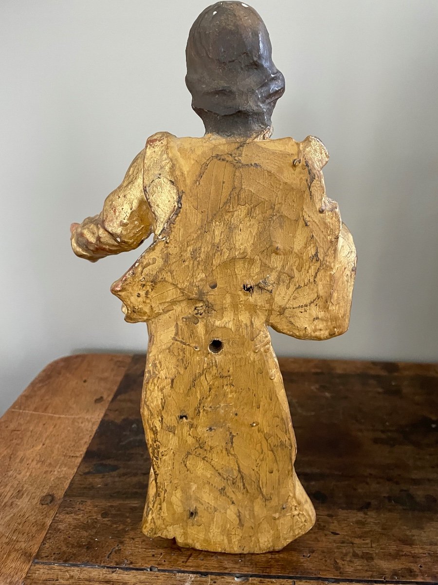 Paire De Statuettes En Bois Doré -photo-1