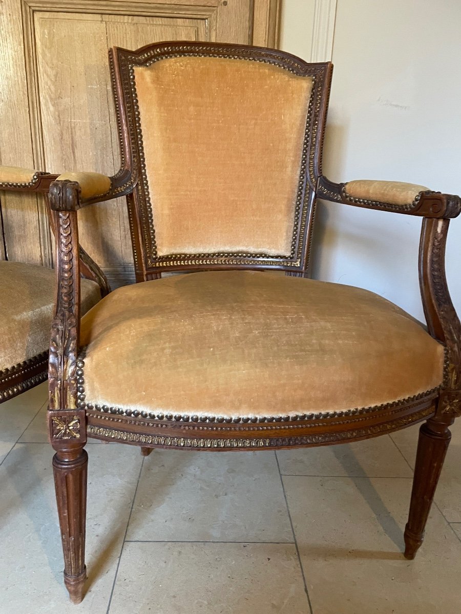 Paire De Fauteuils De Style Louis XVI -photo-3