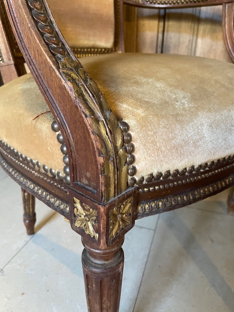 Paire De Fauteuils De Style Louis XVI -photo-1