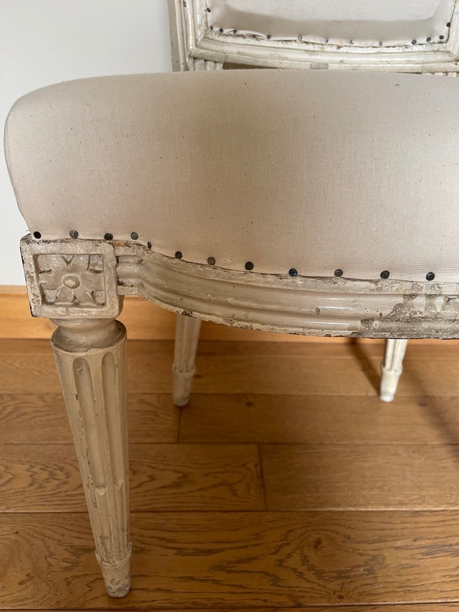 Chaise Laquée Blanc Louis XVI -photo-2