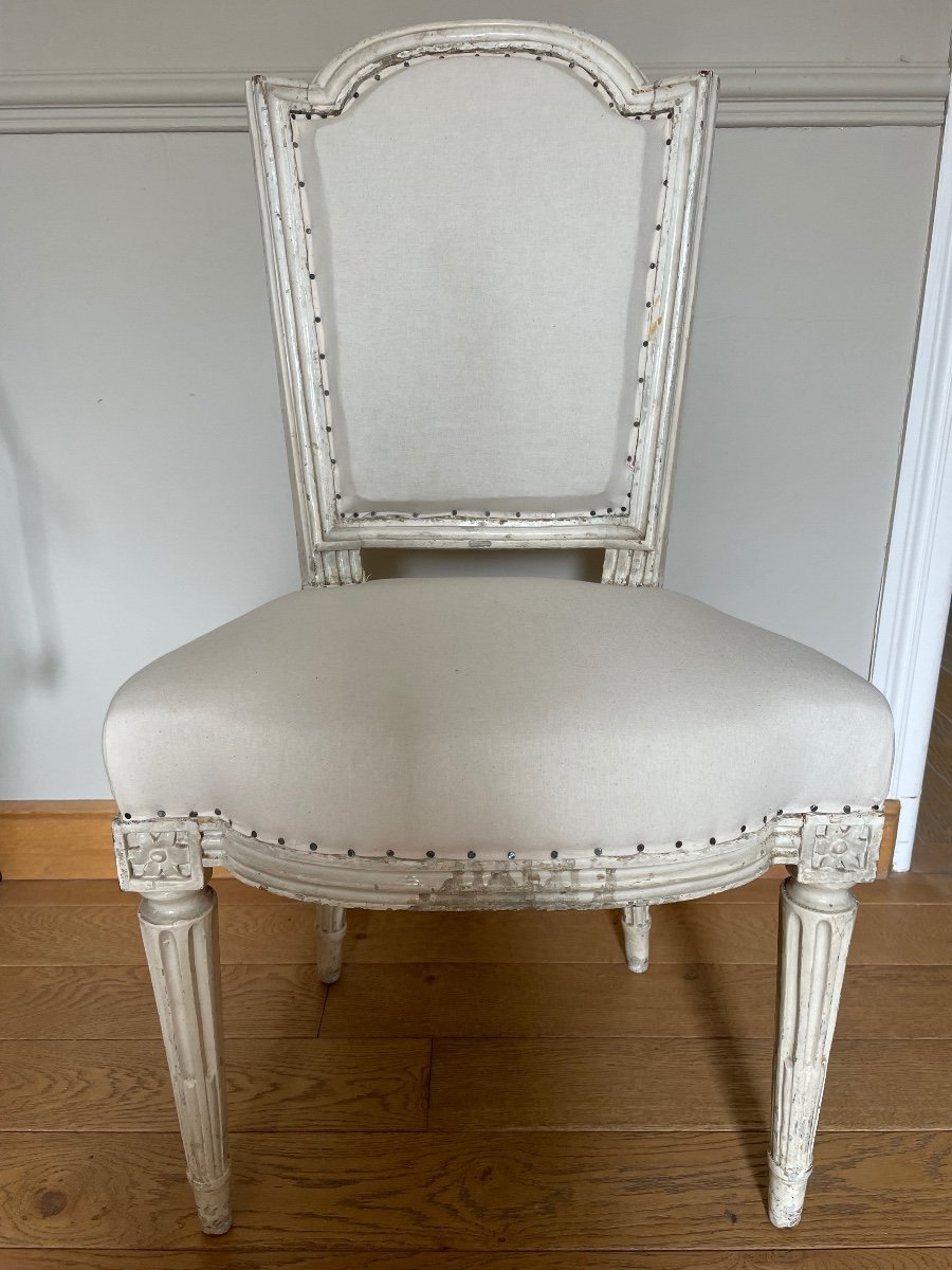 Chaise Laquée Blanc Louis XVI 