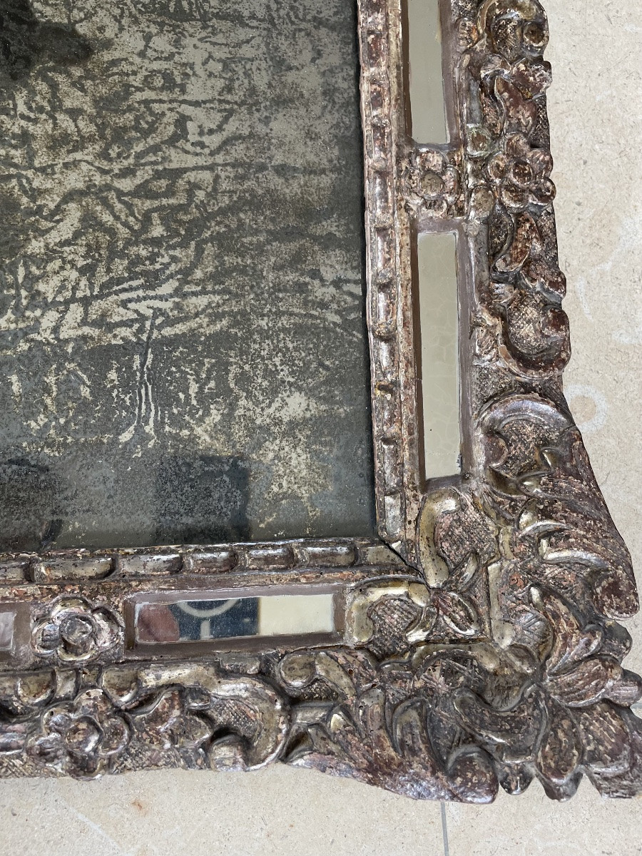 18th Century Gilded And Silvered Wood Mirror -photo-1