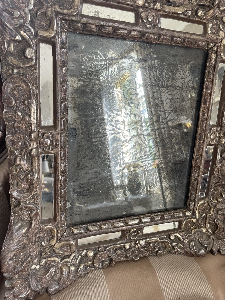 18th Century Gilded And Silvered Wood Mirror -photo-2