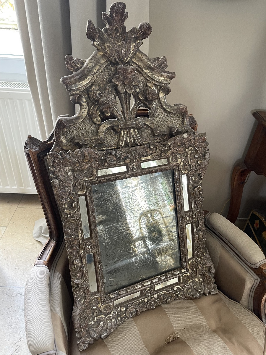 18th Century Gilded And Silvered Wood Mirror 