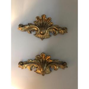 Pair Of Golden Wood Elements