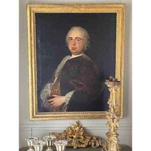 Grand Portrait D’homme En Habit époque XVIII ème 
