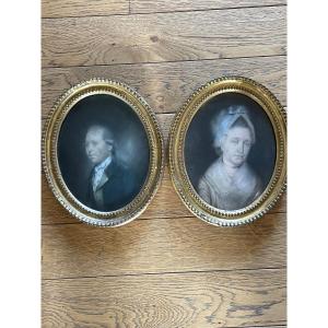 Pair Of English Couple Portraits 