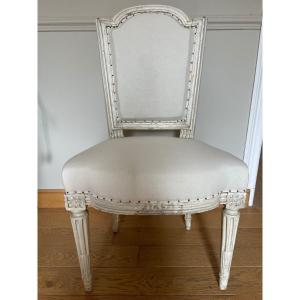 Chaise Laquée Blanc Louis XVI 