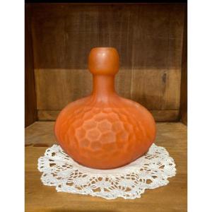 Orange Glass Paste Coloquinte Vase 