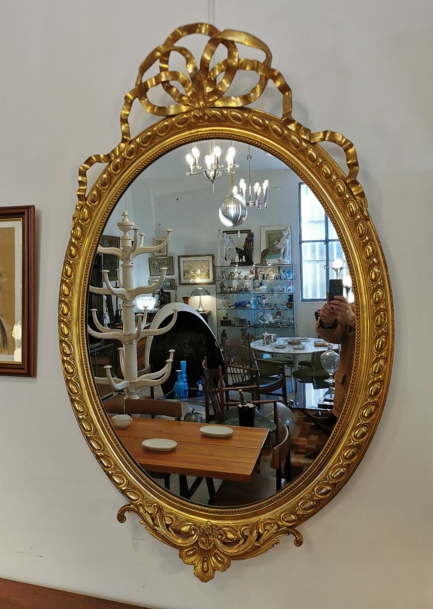 Large Louis XVI Style Oval Mirror-photo-2