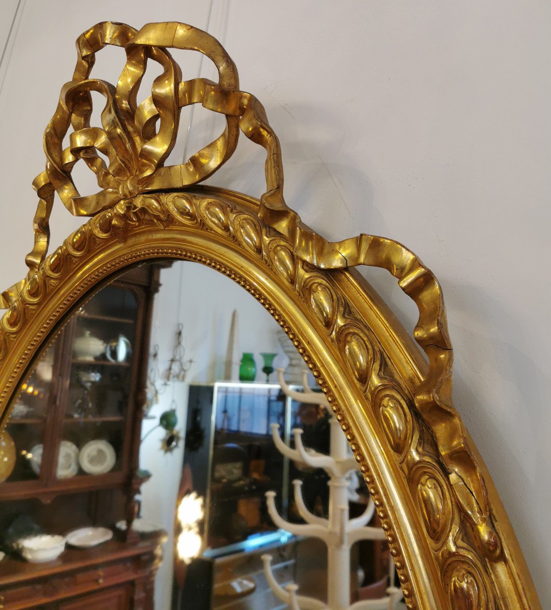 Large Louis XVI Style Oval Mirror-photo-3