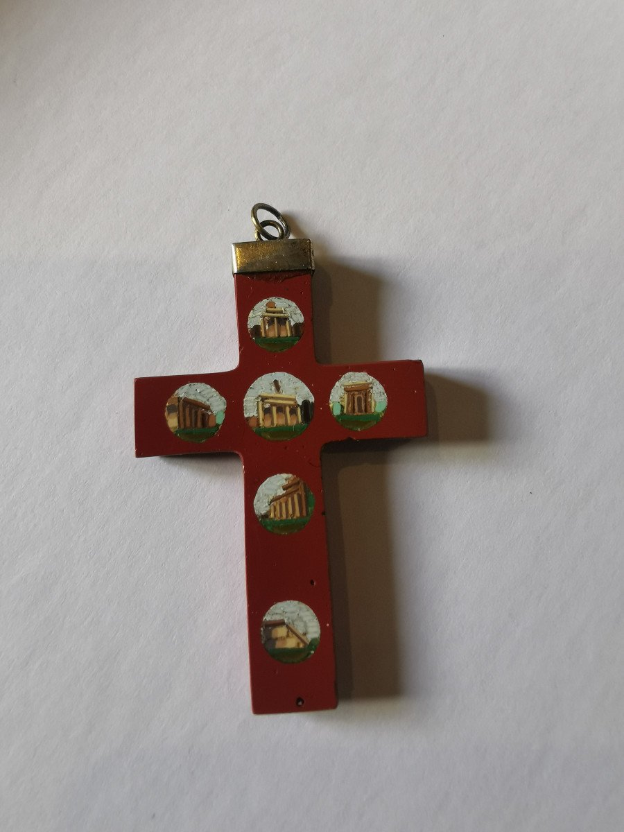 Cross With Micro-mosaic Decoration, 19th Century-photo-3