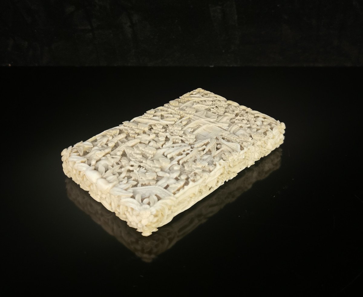 19th Century Canton Ivory Card Holder -photo-1