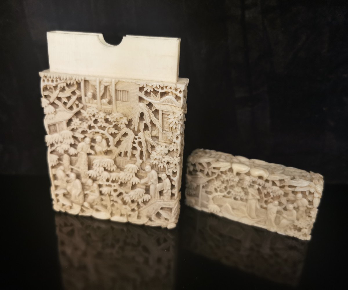 19th Century Canton Ivory Card Holder -photo-4