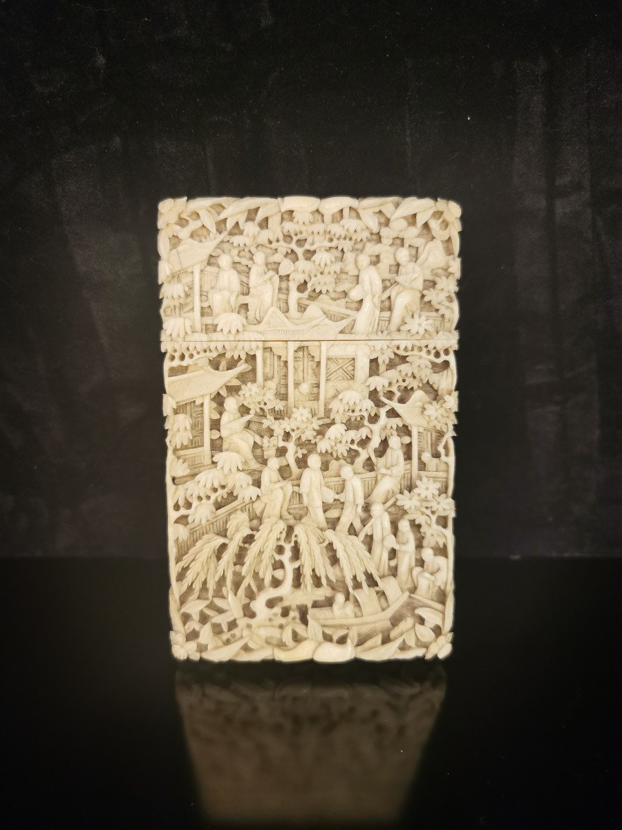 19th Century Canton Ivory Card Holder 