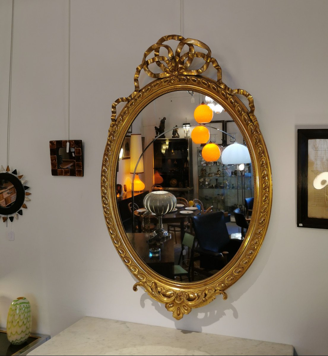 Large Medallion Mirror, 19th Century-photo-4