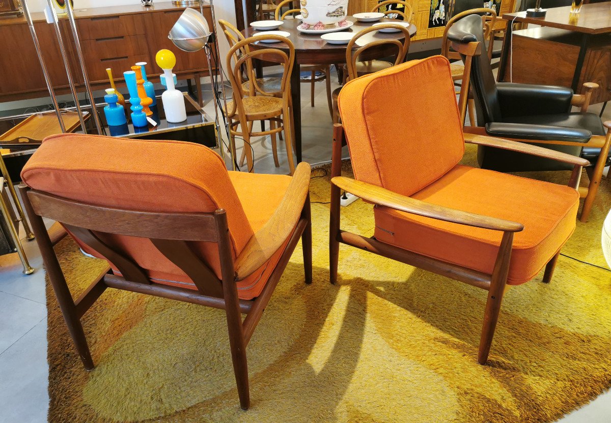 Armchairs By Grete Jalk For France & Son From The 50s.-photo-4