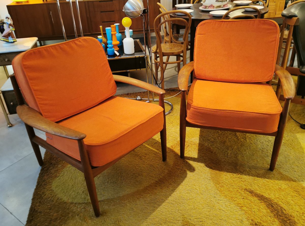 Armchairs By Grete Jalk For France & Son From The 50s.